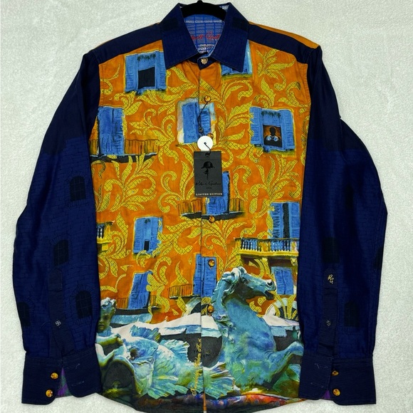 Robert Graham Limited Edition Rare Lofton Sport Shirt Multi Blue Men’s Small